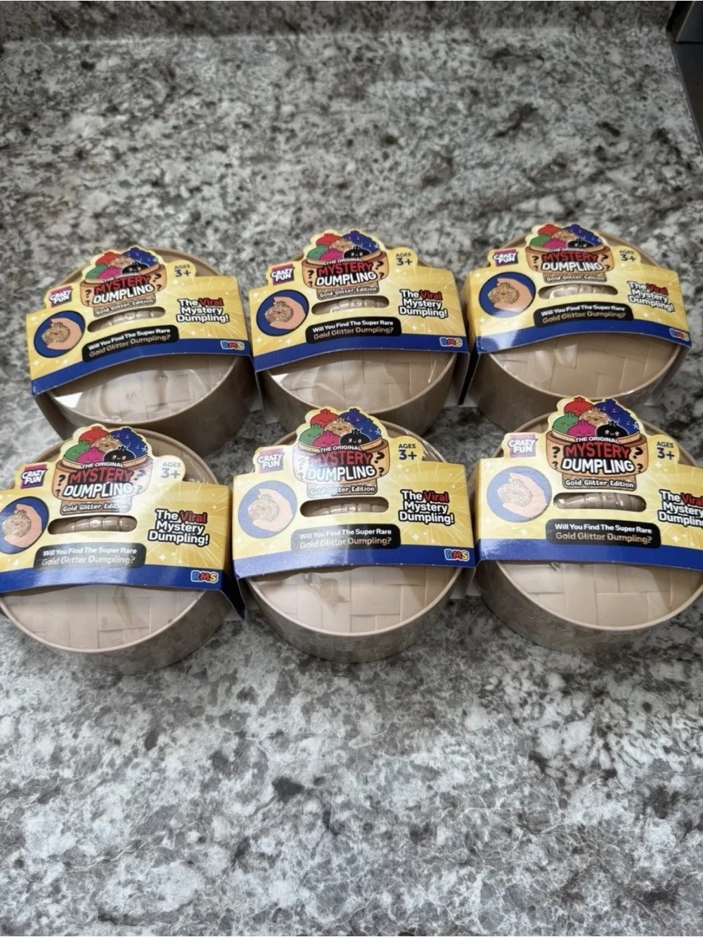 Lot Of 6 RMS Crazy Fun Squishy Bun 🏆Gold Glitter Edition Mystery Dumpling Set